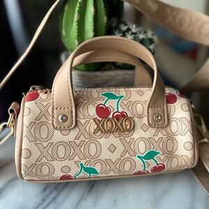 XOXO Cherry Print Mini Bag in Tan and Red